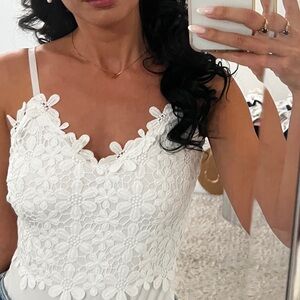 White flower appliqué bodysuit